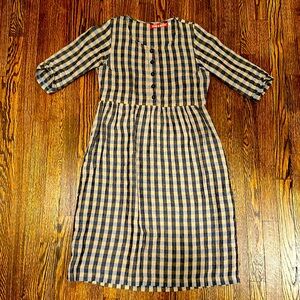 Pyne & Smith No. 12 Button Up Linen Midi Dress Islay Check XS